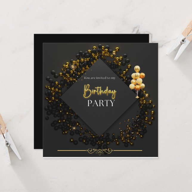 Invitation fête d'anniversaire (Devant/Arrière en situation)