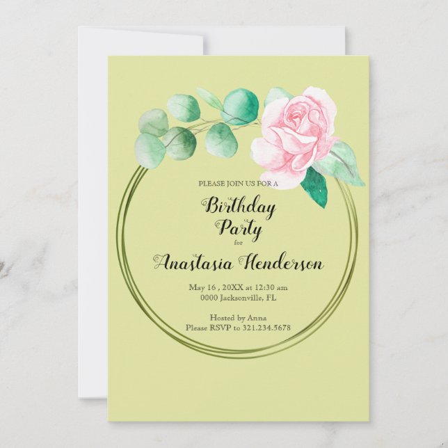 Invitation Fête d'anniversaire. (Devant)