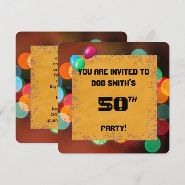 Invitation Fête d'anniversaire (Devant / Derrière)