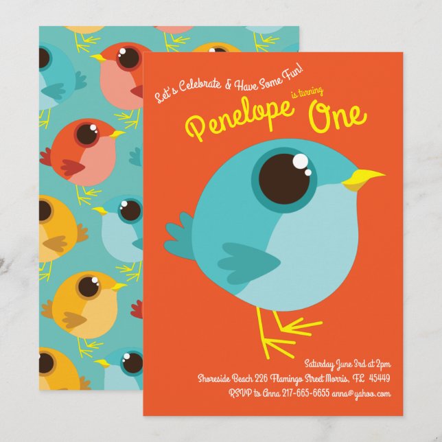 Invitation Fête d'anniversaire (Devant / Derrière)