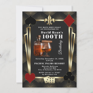 Invitation Fête d'anniversaire 100 ans Man Casino Cognac Et C