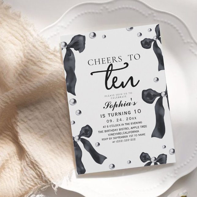 Invitation Fête d'anniversaire 10 ans avec un nœud papillon n (Créateur téléchargé)