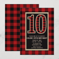 Fête d'anniversaire 10 ans plaid buffalo rouge noi