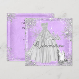 Invitation Fête d'anniversaire 15 ans Quinceanera Lilac Argen