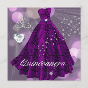 Invitation Fête d'anniversaire 15 ans Quinceanera Violet
