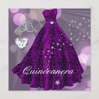 Invitation Fête d'anniversaire 15 ans Quinceanera Violet