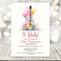 Fête d'anniversaire 16 ans avec guitare et ballons