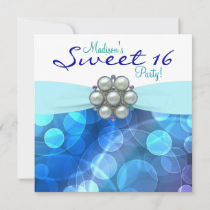 Invitation Fête d'anniversaire 16 ans bleu sarcelle