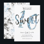 Invitation Fête d'anniversaire 16 ans Moderne Noir Bleu Or<br><div class="desc">Personnalisez pour votre événement.</div>