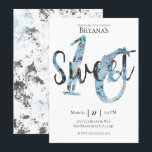 Invitation Fête d'anniversaire 16 ans Moderne Noir Bleu Or<br><div class="desc">Personnalisez pour votre événement.</div>