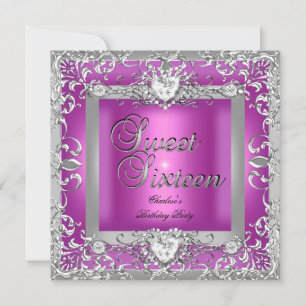 Invitation Fête d'anniversaire 16 ans Sweet Sixteen Rose Chau