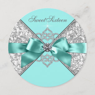 Invitation Fête d'anniversaire 16 ans White Diamonds Bleu sar