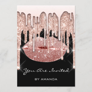 Invitation Fête d'anniversaire 16ème baiser lèvres rose 3D pa