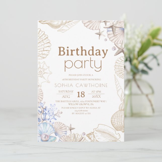 Invitation Fête d'anniversaire 18 ans à la plage (Debout devant)