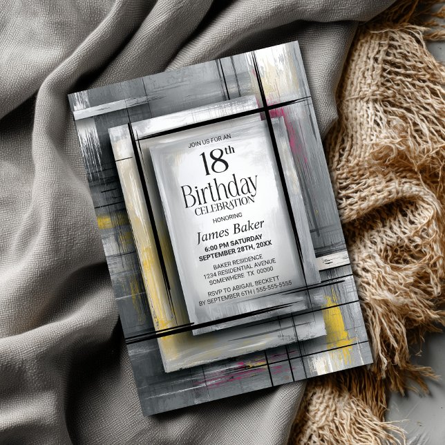 Invitation Fête d'anniversaire 18 ans Gris Moderne (Créateur téléchargé)
