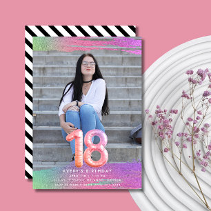 Invitation Fête d'anniversaire 18 ans Photo Adolescente