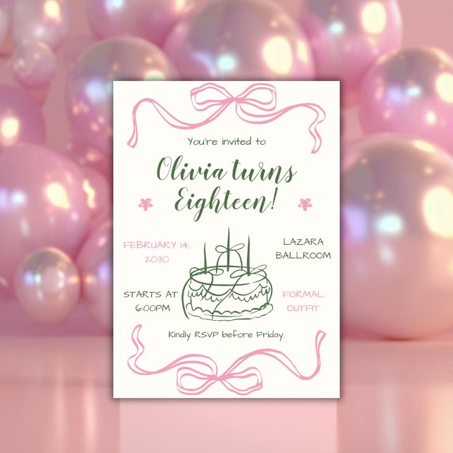 Invitation Fête d'anniversaire 18 ans Ruban Rose de la Saint- (Créateur téléchargé)