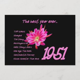 Invitation Fête d'anniversaire 1951 de chansons de coup