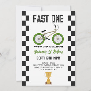 Invitation Fête d'anniversaire 1 an vélo BMX