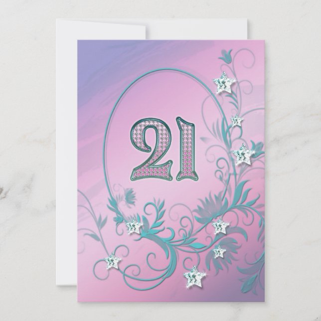 Invitation fête d'anniversaire 21 ans (Devant)