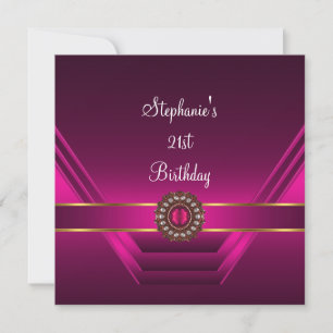 Invitation Fête d'anniversaire 21 ans Bijou en soie rose fonc