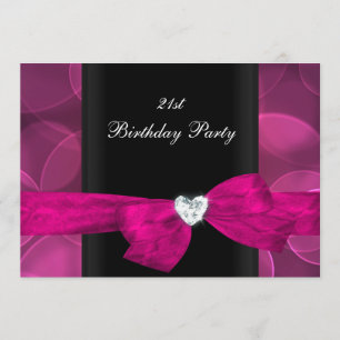 Invitation Fête d'anniversaire 21 ans Bulles roses noires et 