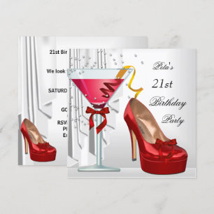 Invitation Fête d'anniversaire 21 ans chaussure de cocktail r