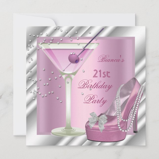 Invitation Fête d'anniversaire 21 ans chaussures à talons hau (Devant)