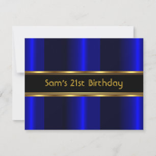 Invitation Fête d'anniversaire 21 ans Cobalt Bleu Or Hommes