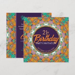 Invitation Fête d'anniversaire 21 ans couleur pastel violet o
