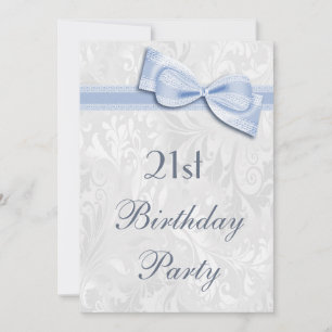 Invitation Fête d'anniversaire 21 ans damassé et noeud papill