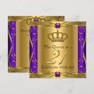 Invitation Fête d'anniversaire 21 ans de la princesse reine r