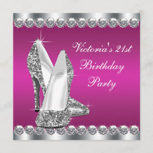 Invitation Fête d'anniversaire 21 ans femme rose chaud
