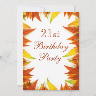 Invitation Fête d'anniversaire 21 ans Feuilles d'automne