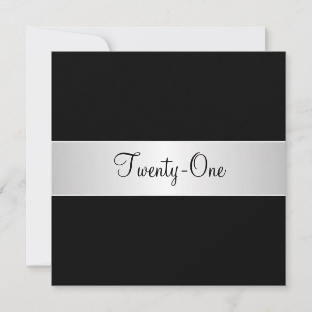 Invitation Fête d'anniversaire 21 ans noir et blanc (Devant)