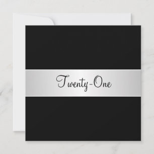 Invitation Fête d'anniversaire 21 ans noir et blanc