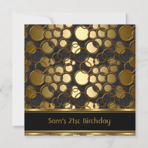 Invitation Fête d'anniversaire 21 ans Noir Or Orné Jewel Mans