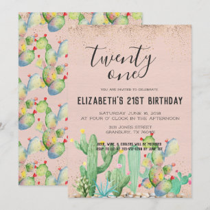 Invitation Fête d'anniversaire 21 ans sur le thème du jardin