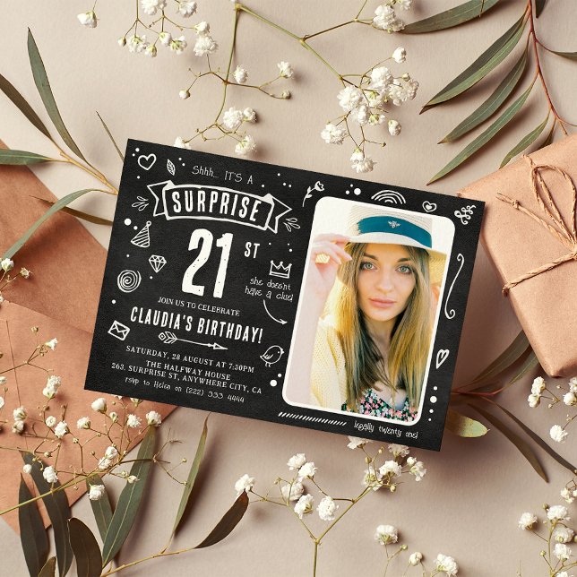 Invitation Fête d'anniversaire 21 ans surprise drôle avec tab (Créateur téléchargé)