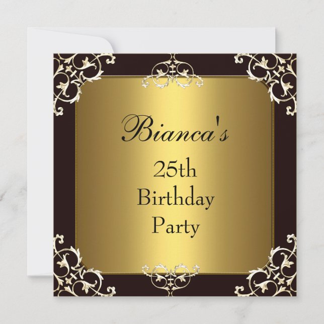 Invitation fête d'anniversaire 25 ans Black Gold E (Devant)