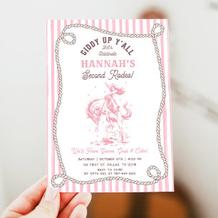 Invitation Fête d'anniversaire 2 ans Cowgirl Rose Vintage