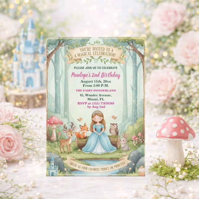 Invitation Fête d'anniversaire 2 ans de la princesse avec les (Créateur téléchargé)