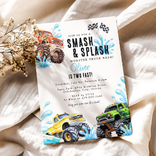Invitation Fête d'anniversaire 2 ans de Monster Truck au bord