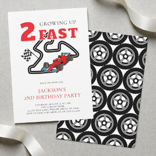 Invitation Fête d'anniversaire 2 ans garçon voiture rouge qui