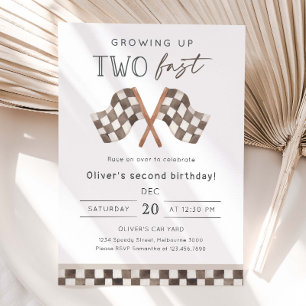 Invitation Fête d'anniversaire 2 ans Growing Up Two Fast Raci