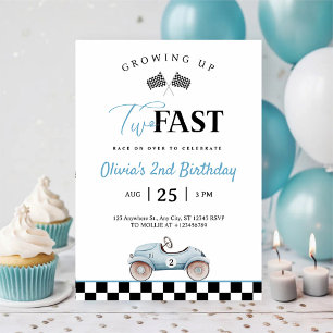 Invitation Fête d'anniversaire 2 ans Growing Up Two Fast Voit