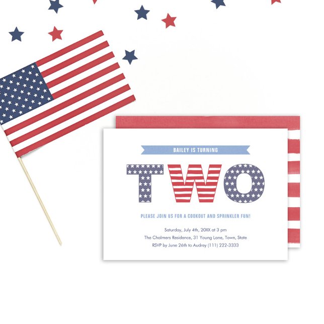 Invitation Fête d'anniversaire 2 ans Stars And Stripes (Créateur téléchargé)