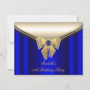 Invitation Fête d'anniversaire 2 élégante bleu royal beige or