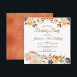 Invitation Fête d'anniversaire 30 ans automne citrouille Flor<br><div class="desc">Fête d'anniversaire 30 ans automne citrouille Floral rustique
parfait pour une invitation d'automne</div>