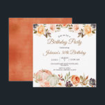 Invitation Fête d'anniversaire 30 ans automne citrouille Flor<br><div class="desc">Fête d'anniversaire 30 ans automne citrouille Floral rustique
parfait pour une invitation d'automne</div>